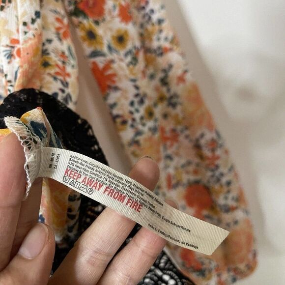 FREE PEOPLE intimates Say it to Me Orange floral ruffle boho bodysuit size XS - Picture 7 of 7